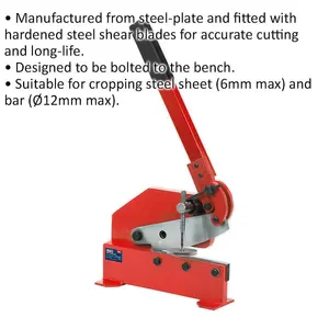 Heavy-Duty Manual Metal Cutting Shears for Bench Mounting - 6mm Sheet and 12mm Bar Capacity