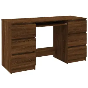 Berkfield Writing Desk Brown Oak 140x50x77 cm Engineered Wood