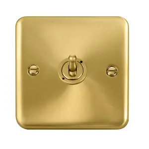 Curved Satin / Brushed Brass 1 Gang 2 Way 10AX Toggle Light Switch - SE Home