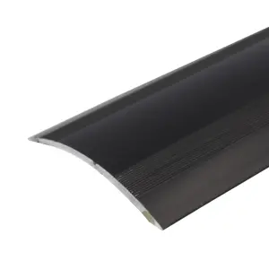 A49 61mm Anodised Aluminium Self Adhesive Door Threshold Ramp Profile - Black, 1.0m