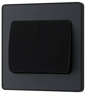 BG PCDMG42WB Matt Grey Evolve 2 Gang 20A 16AX 2 Light Switch-Black Insert