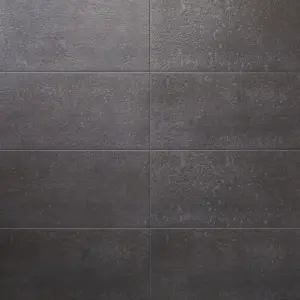 Colours Metal ID Anthracite Matt Flat Concrete effect Textured Porcelain Indoor Wall & floor Tile, Pack of 6, (L)600mm (W)300mm