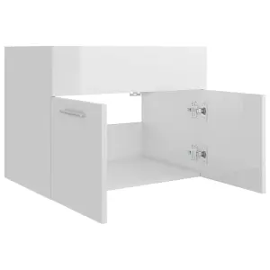 Berkfield Sink Cabinet High Gloss White 60x38.5x46 cm Engineered Wood