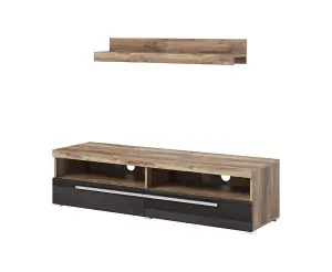 Chic Roger 41 TV Cabinet 1400mm in Oak Satin & Touchwood - Modern Media Center H350mm D400mm