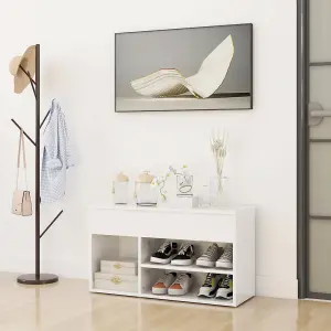 Berkfield Shoe Bench High Gloss White 80x30x45 cm Engineered Wood