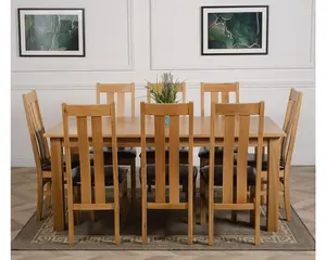 Oslo 180 x 90 cm Large Oak Dining Table and 8 Chairs Dining Set with Princeton Chairs