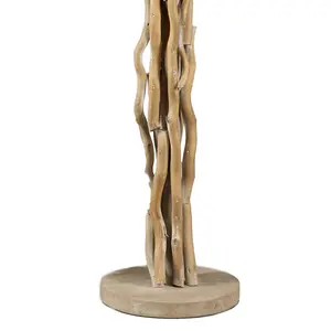 Luminosa Agar Floor Lamp With Tapered Shade, Natural Wood