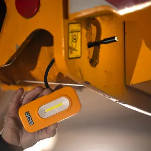 JCB Inspection Light, 250mm Snake with Torch, Dimmable 300lm Worklight, 20hr Runtime, Belt Clip, Magnets, USB-C - JCB-WL-Flextra