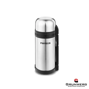 Pioneer Flasks Vacuum Insulated Leakproof Flask with 2 Cups and Retractable Handle, Stainless Steel, 1500ml / 1.5L