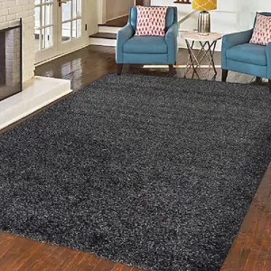 Charcoal Thick Shaggy Rug - California - 120x170cm (4'x5'8")