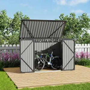 6 x 4 ft Metal Shed Garden Storage Shed Bin Bike Store for Bike Bicycle Garbage Bin Store,Charcoal Black