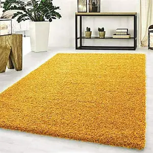 Abaseen 60x110 cm Gold Thick Pile Soft Shaggy Modern Rug