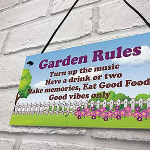 Red Ocean Cool Garden Rules Sign Hanging Shed Summerhouse Plaque Garden Sign For Outdoor Gate Sign Gift For Her Women