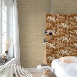 Grandeco Efferia Muted Trees Textured Wallpaper, Terracotta