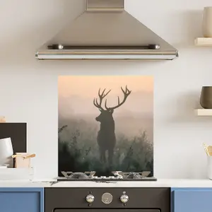 Premium 60cm  x 60cm 6mm Glass Misty Stag Kitchen Splashback Toughened Polished Edge