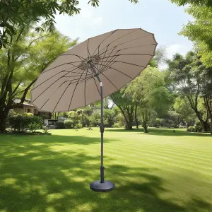 SunDaze 2.7M Taupe Garden Fiberglass Rib Parasol with Crank Tilt Mechanism Outdoor Patio Umbrella