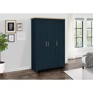 Birlea Highgate 3 Door Wardrobe Navy Blue & Oak