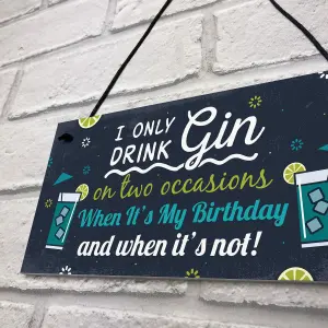 Red Ocean Funny Gin Sign Birthday Gift For Gin Lovers Hanging Gin Tonic