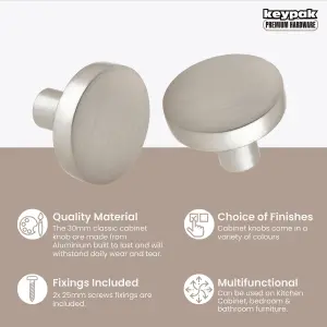 Keypak Cabinet Knob, Pack of 2, Satin Nickel, Aluminium Precision 30mm Classic Wardrobe Cupboard Drawer Handles