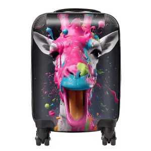 Splashart Giraffe Face Pink Suitcase - Mini Cabin