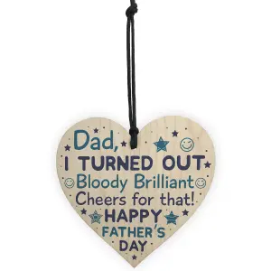 Red Ocean Fathers Day Funny Gifts Novelty Wooden Heart Sign Present Dad Gift From Daughter Son