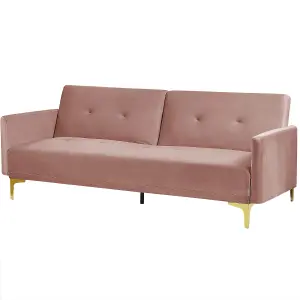 Beliani Retro Sofa Bed LUCAN Pink Velvet