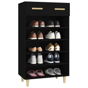 Berkfield Shoe Cabinet Black 60x35x105 cm Engineered Wood