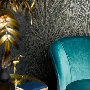 Galerie Air Collection Gold Metallic Fan Palm Textured  Wallpaper Roll