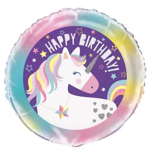 Unique Party Unicorn Happy Birthday Foil Balloon Multicoloured (One Size)