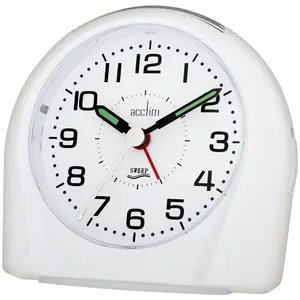 Analogue Quartz Movement / Crystal Alarm Tabletop Clock in White