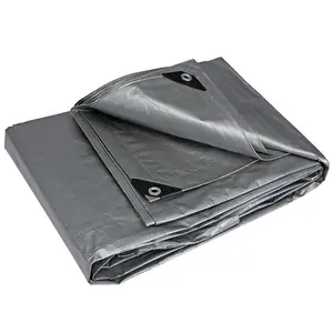 Tarpaulin Tarp Sheet Cover Heavy Duty 210GSM Waterproof Camping Brown/Silver 10m x 15m