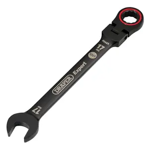 Draper Tools Expert HI-TORQ Metric Flexible Head Ratchet Combination Spanner, 17mm, Black