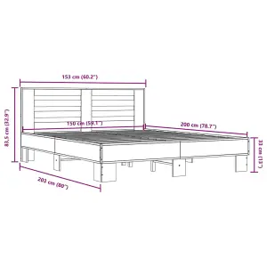 Berkfield Bed Frame without Mattress Grey Sonoma 150x200 cm King Size