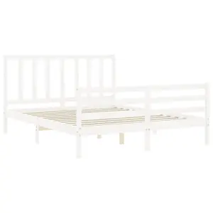 Berkfield Bed Frame with Headboard White 160x200 cm Solid Wood