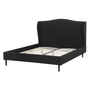 Fabric EU Double Size Bed Black COLMAR