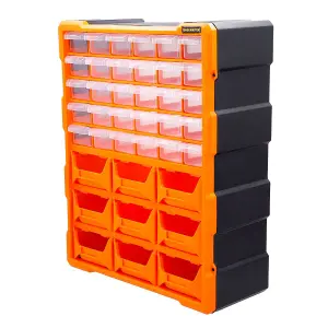 TOUGH MASTER Small Parts Multi Drawer Organiser Wall Mount or Freestanding Plastic DIY Storage Cabinet - 39 Drawers (TM-UPT-6010)