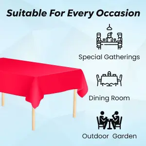 Red Plastic Table Cover, Disposable Wipe Clean Waterproof Tablecloth - 54"x108"