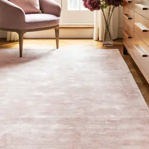 Pink Handmade , Luxurious , Modern , Plain Easy to Clean Viscose Rug for Living Room, Bedroom - 120cm X 170cm