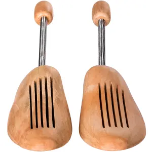 Shoe Stretcher 2 Pairs - spiral-spring, made of lotus wood, for women's and men's shoes - brown