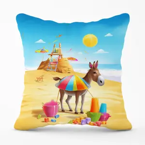 Donkey On A Beach Holiday Outdoor Cushion 45cm x 45cm