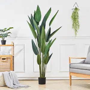 Artificial Plant Indoor Outdoor Plant House Plant Fake Strelitzia Tree in Black Pot 180 cm