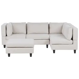 Corner Sofa with Ottoman UNSTAD Light Beige Fabric Left Hand