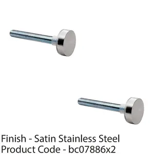 2 PACK - PAIR Bolt Cap Fixing Pack Setfor 30mm D Pull Door Handles Satin Stainless Steel