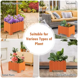 Costway 2 Pack Rectangular Planter Box HDPE Flower Pot Raised Garden Bed for Vegetables