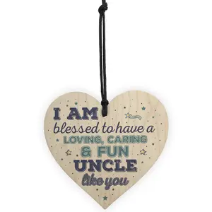 Red Ocean Uncle Gifts Birthday Friendship Family Sign Wooden Heart Hanging Plaque Keepsake Thank You Sign