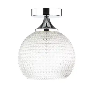 Stylish and Classic Chrome Plated IP44 Bathroom Ceiling Light with Clear Glass