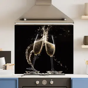 Premium 90 x 75cm 6mm Glass Champagne Flute Kitchen Splashback Toughened