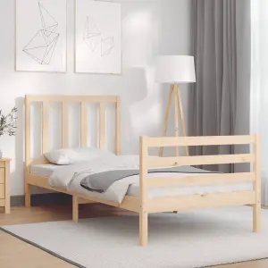 Berkfield Bed Frame with Headboard 90x200 cm Solid Wood