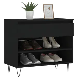 Berkfield Shoe Cabinet Black 70x36x60 cm Engineered Wood