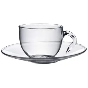 Argon Tableware - Glass Espresso Cup & Saucer Set - 60ml - Clear